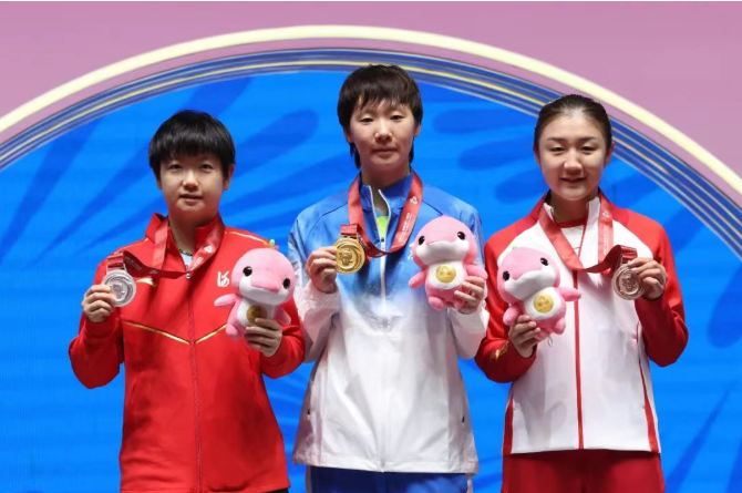 王曼昱孫穎莎陳夢(mèng)登上領(lǐng)獎(jiǎng)臺(tái)合影：王曼昱名字測(cè)試打分，解析!